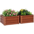 thumbnail image 1 of Outsunny 2Pcs Galvanised Raised Garden Bed, Dark Brown Wood Effect, 1 of 10