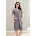 thumbnail image 4 of Richie House Women Zipper Robe Loungewear Short Sleeve Sleepwear Housecoat Bathrobe RHW2898-F-L, 4 of 7