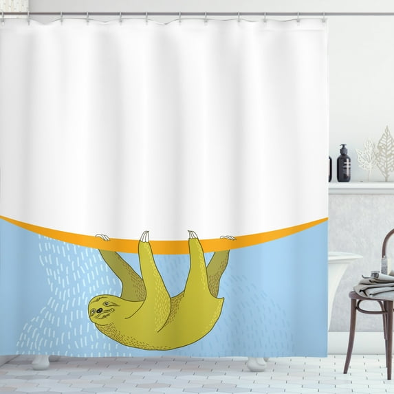 Ambesonne Sloth Shower Curtain, Underwater Wildlife Fauna, 69"Wx84"L, Pale Blue Khaki Orange