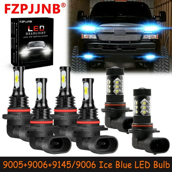 FZPJJNB 9005 9006 9145/9006 for Chevy Silverado 1500 2500 Hd 2004-2006 Ice Blue Led Headlights Bulb High Low Beam Fog Light,HKL,C02
