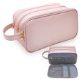 thumbnail image 3 of Bolsa de maquillaje esencial de viaje para mujer, accesorios de viaje, bolsa de maquillaje de cuero impermeable, esencial para dormitorio, 3 of 7