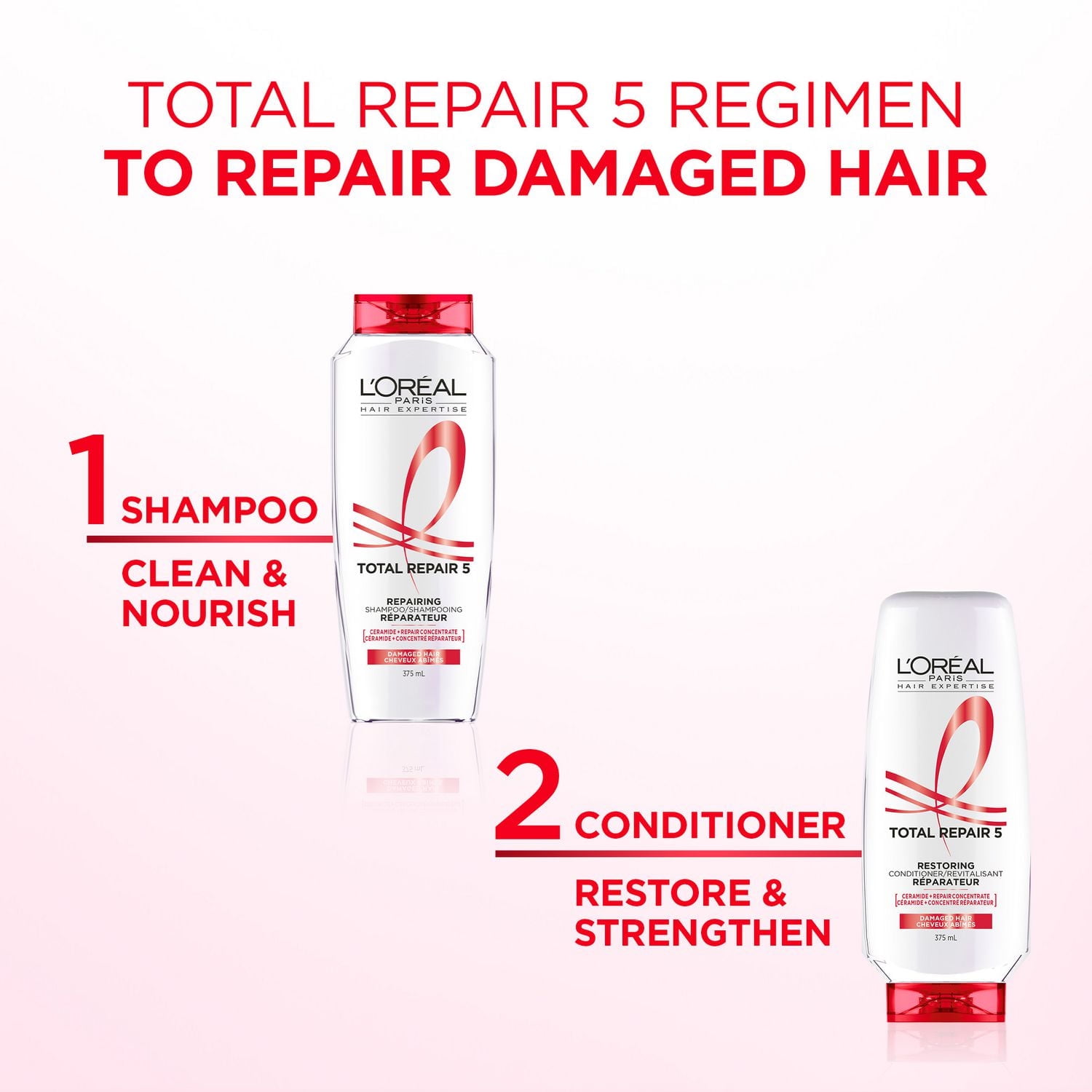 L'Oréal Paris Total Repair 5 Restoring Conditioner 375 ml, Damaged Hair Repairing Conditioner