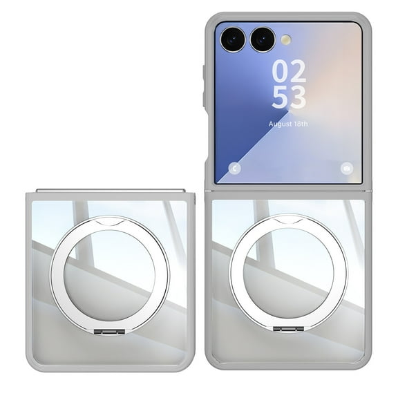 ELEHOLD Case for Samsung Galaxy Z Flip 7, Shockproof 360° Rotating Stand Phone Case,Gray