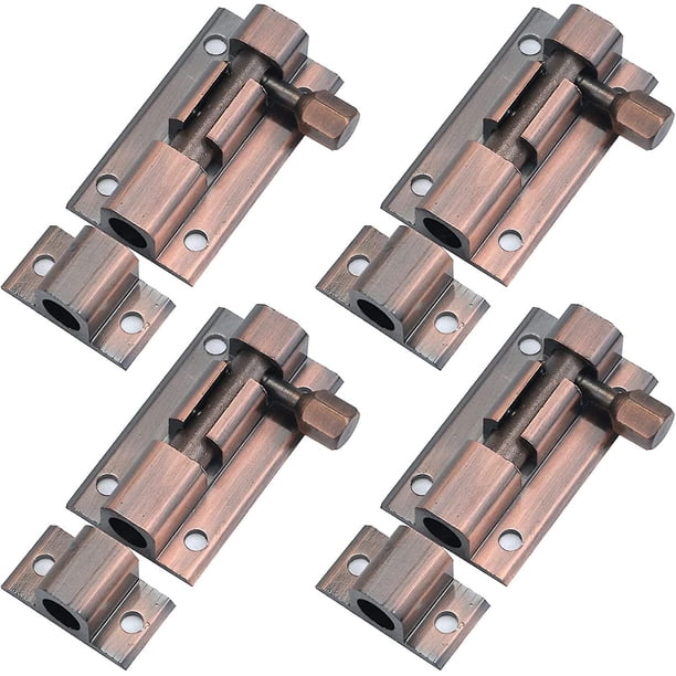 Cerradura de perno de barril de bronce rojo, pestillo de perno deslizante de aleación de aluminio, pestillo de puerta de 2 pulgadas, cerradura deslizante de seguridad con tornillos, paquete de 4