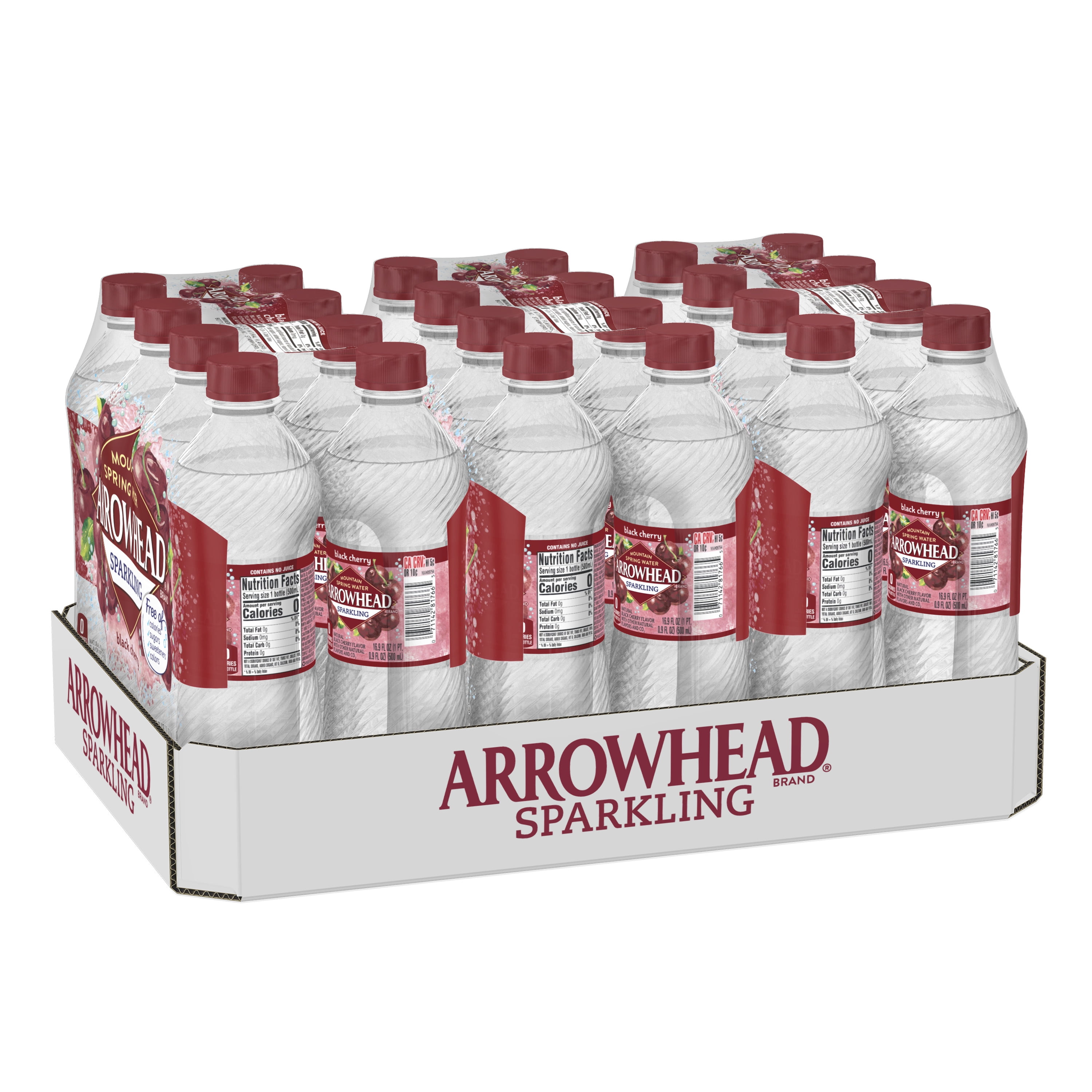 Arrowhead Sparkling Water, Black Cherry, 16.9 oz. Bottles (24 Count