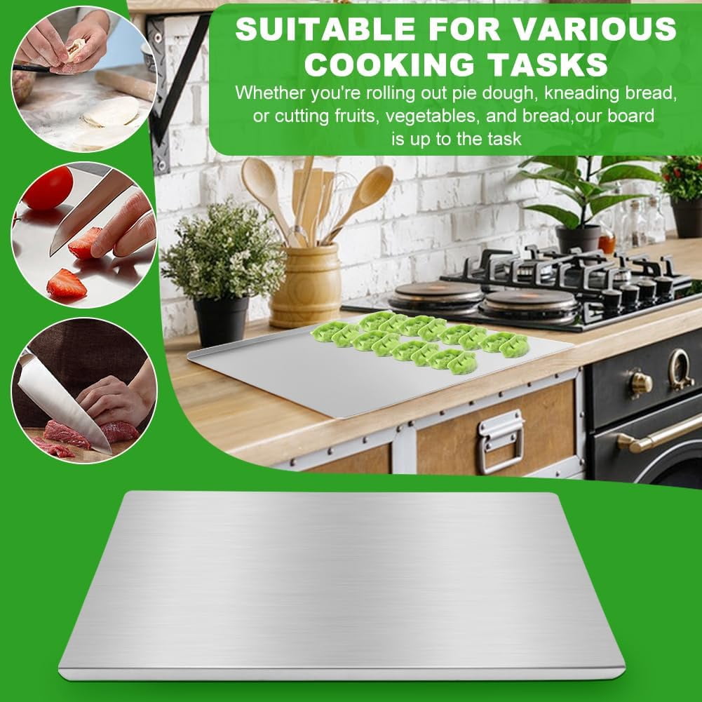 Stainless Steel Cutting Boards for Kitchen, Large Metal Cuttin-g Board with Counter Lip Cutting Board Over Sink for Meat,Fruits,Vegetables,Bread,Noodle,and Pizza(SIZE:30 * 40)