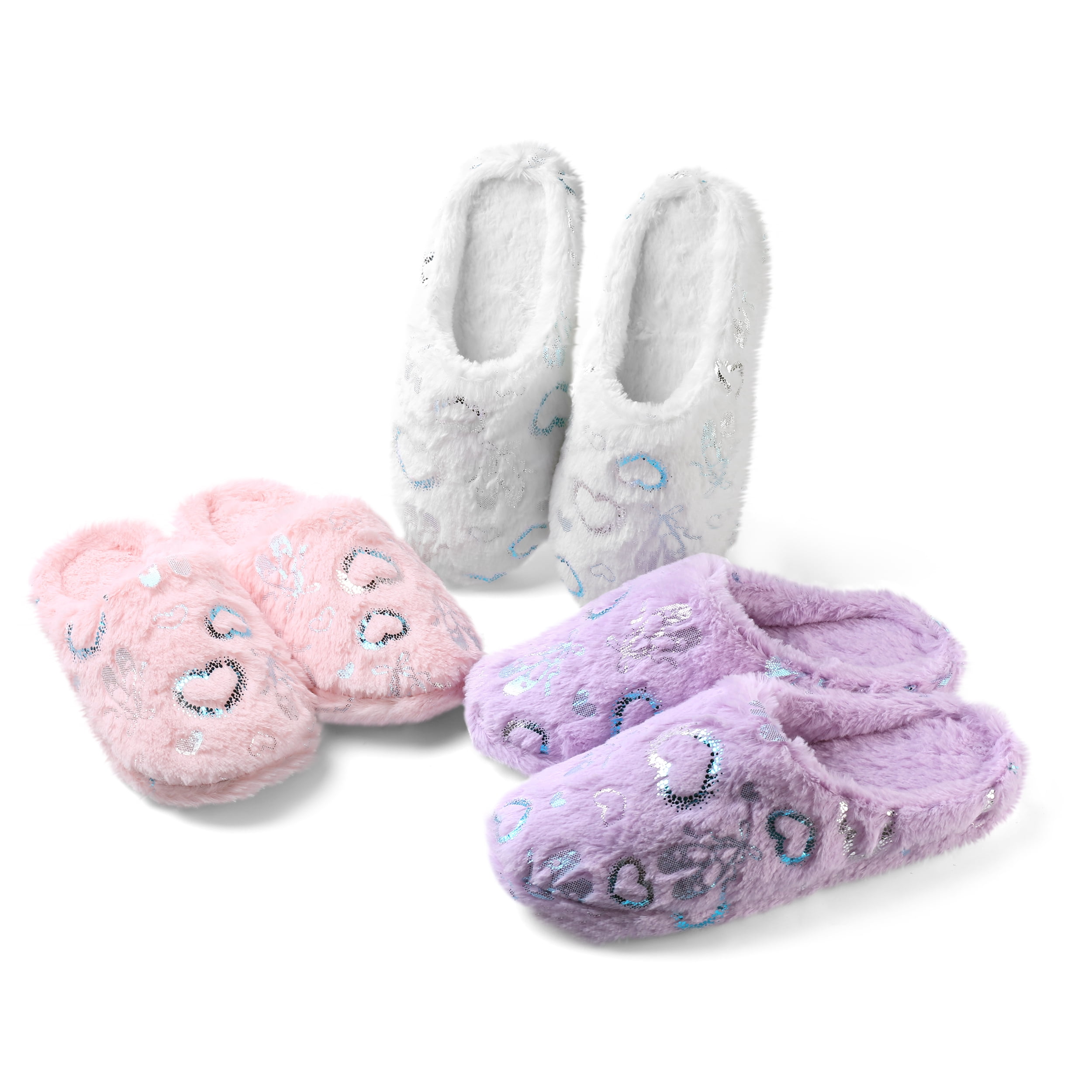 Love Heart Memory Foam Slip-On Indoor Spa Slippers for Women – Plush, Cozy, Non-Slip Sole, Heart Design