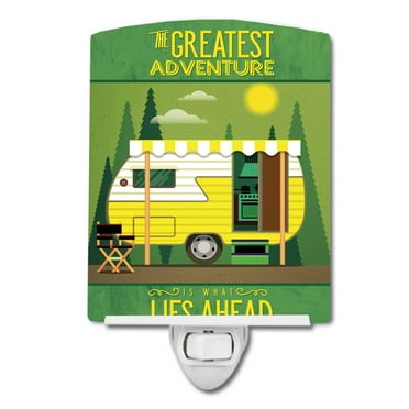 Caroline's Treasures BB5478CNL Greatest Adventure Retro Camper Ceramic Night Light, 6x4x3", multicolor