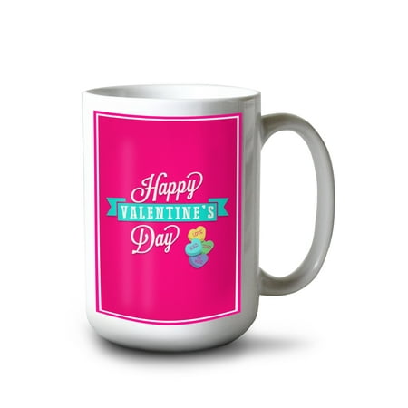 

15 fl oz Ceramic Mug Happy Valentines Day Candy Hearts Dishwasher & Microwave Safe