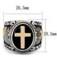 thumbnail image 2 of Men's Ring Cross Black Silver & Gold Stainless Steel Christian, 2 of 8