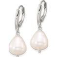thumbnail image 2 of Sterling Silver Polished Teardrop Fwc Pearl Leverback Dangle Earrings (Width 10 To 11) (Length 32) - Jbsp, 2 of 5