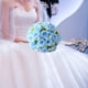 thumbnail image 3 of 18 cabezas de rosas artificiales, con tallos, flores de seda s vintage falsas Azul Gloria Flores rosas, 3 of 8