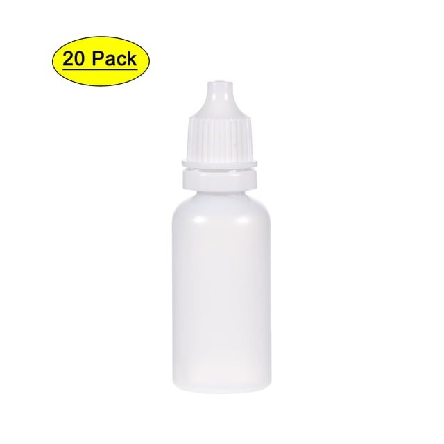 Botella de goteo de boca pequeña de plástico Uxcell de 20ml/0.68 oz Blanca, paquete de 20