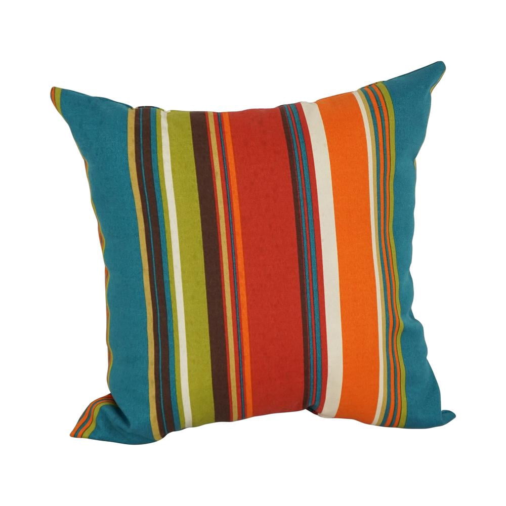 Blazing Needles  17 in. Square Solid Polyester Outdoor Throw Pillows, Westport Teal - Set of 2