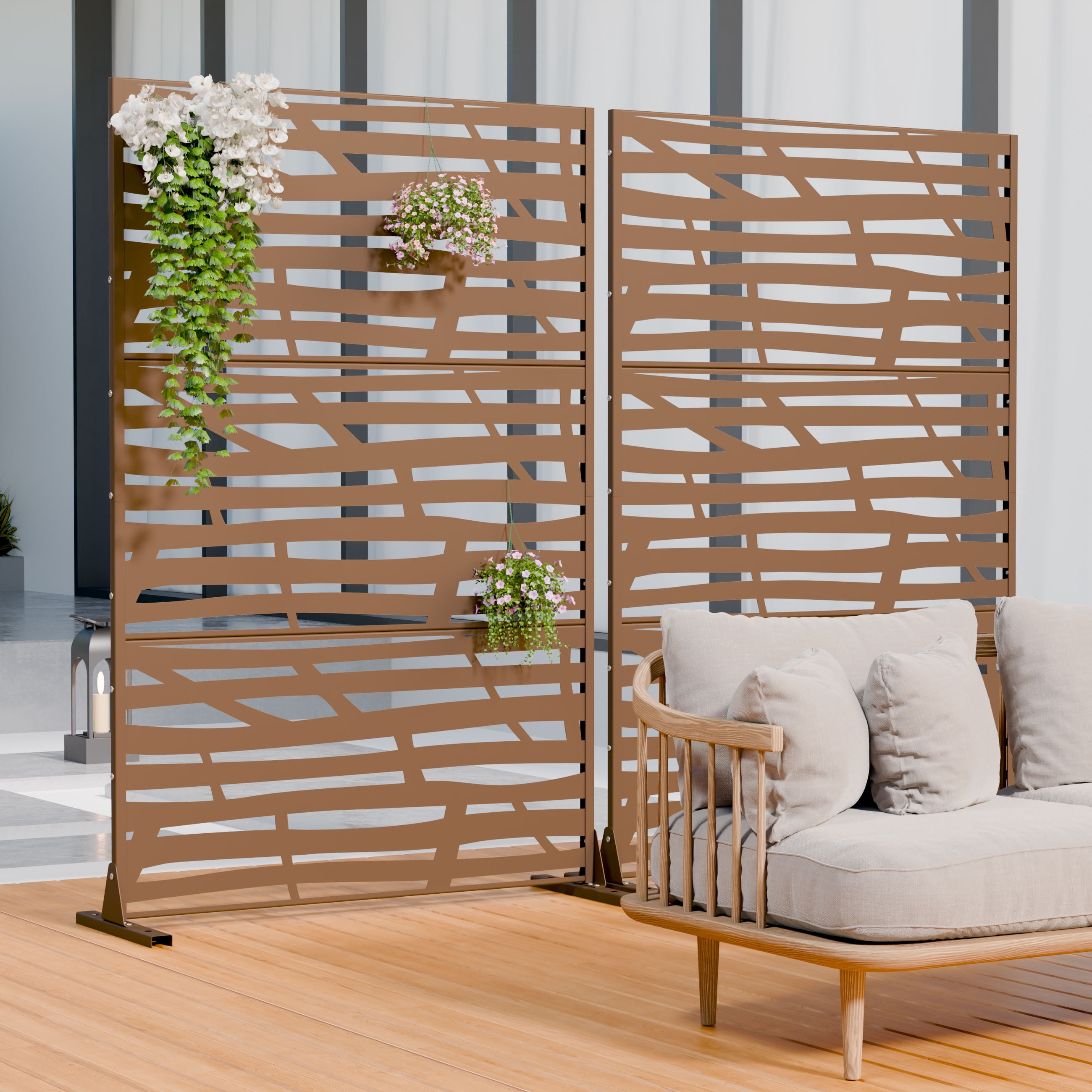 MAYEERTY 72*47in Outdoor Privacy Screen, Pool Metal Privacy Panel, Privacy Divider for Patio, Balcony, Backyard, Garden