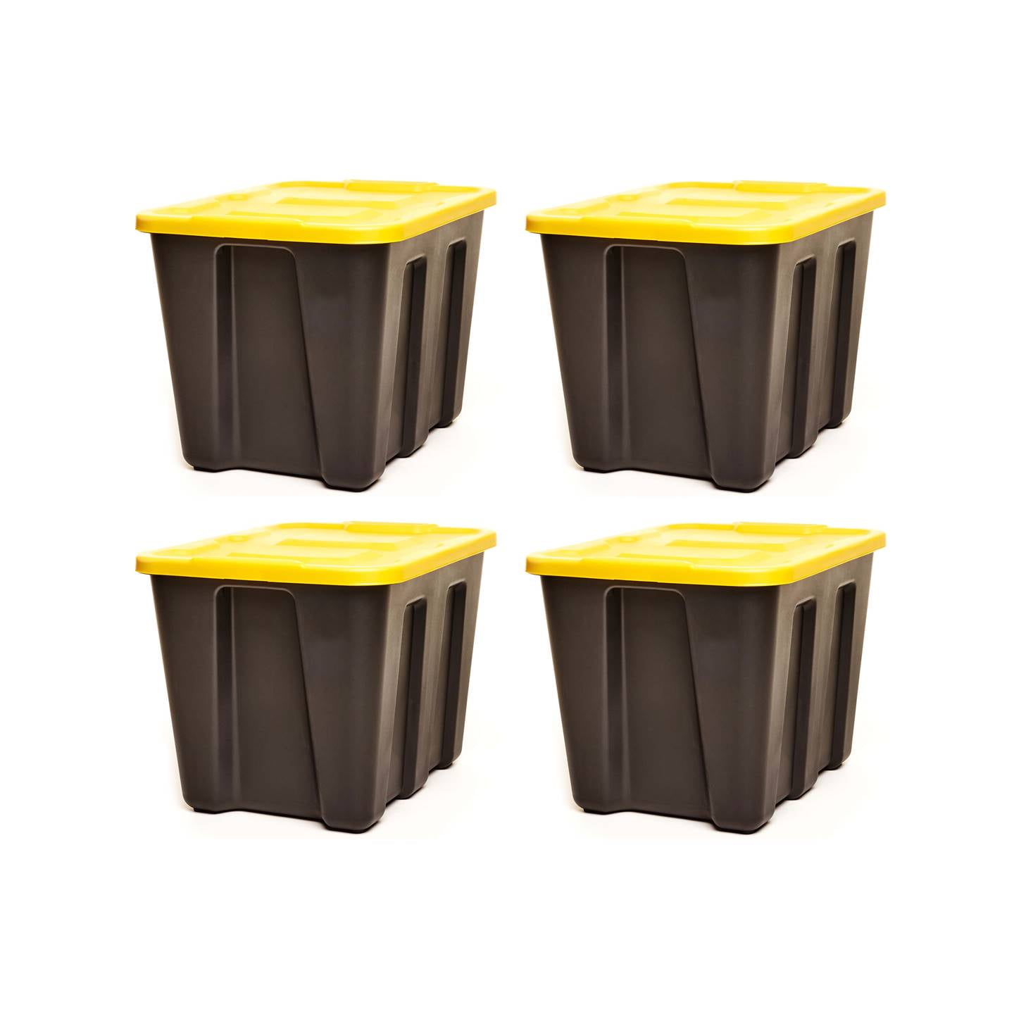 Homz Durabilt® 18 Gallon Storage Container, Black & Yellow, Set of 4