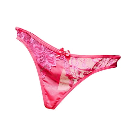

Yotyukeb Womens Underwear Women Sexy Lace See-Through Breathable Thongs Briefs Panties Lingerie Underwear (Hot Pink)