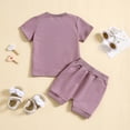 thumbnail image 4 of Kids Clothes Girls' Clothing Sets Toddler Girls Summer Short Sleeve Letter Prints Tops And Shorts 2PCS Outfits Clothes Set For Children Clothes, 4 of 8