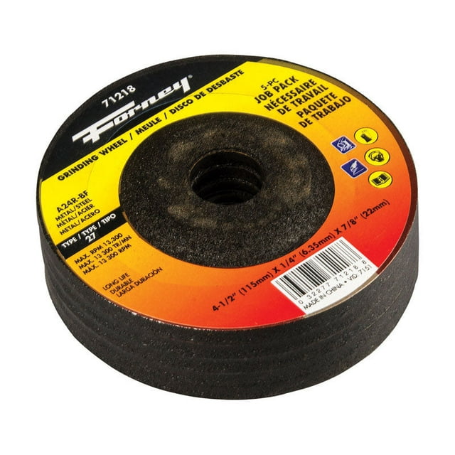 Muela abrasiva Forney de óxido de aluminio de 4,5 cm de profundidad x 2,2 cm de grosor