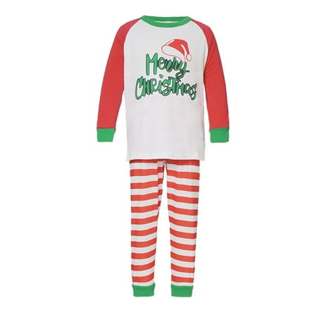 

Merry Clearance Christmas Pajamas for Family Warm Matching Stripe Family Christmas PJs Sets Cute Novelty Top Sleepwear Home Wear