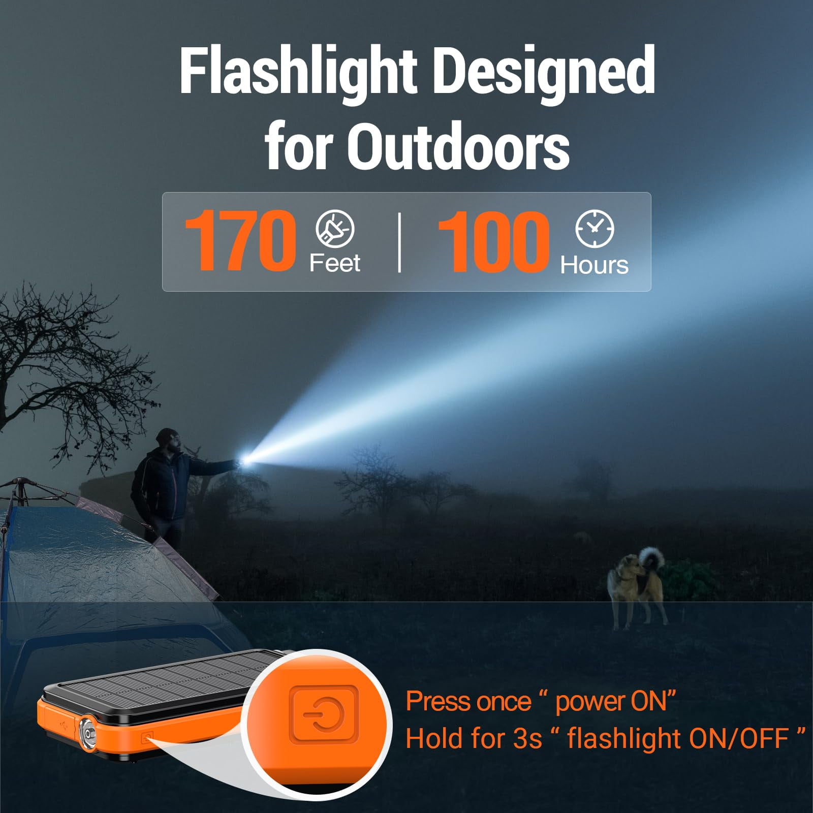 36800mAh,Power Bank with FM Radio, 15W QC 3.0 Fast Charging, Wireless Charger, Bright Flashlight, for Smartphones & USB Devices(Orange).