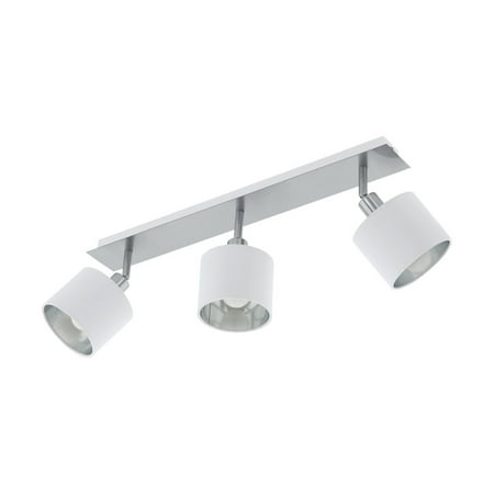 

Valbiano - 3-Light Fixed Track Light - Satin Nickel and White Finish - White Exterior/Silver Interior Fabric Shades