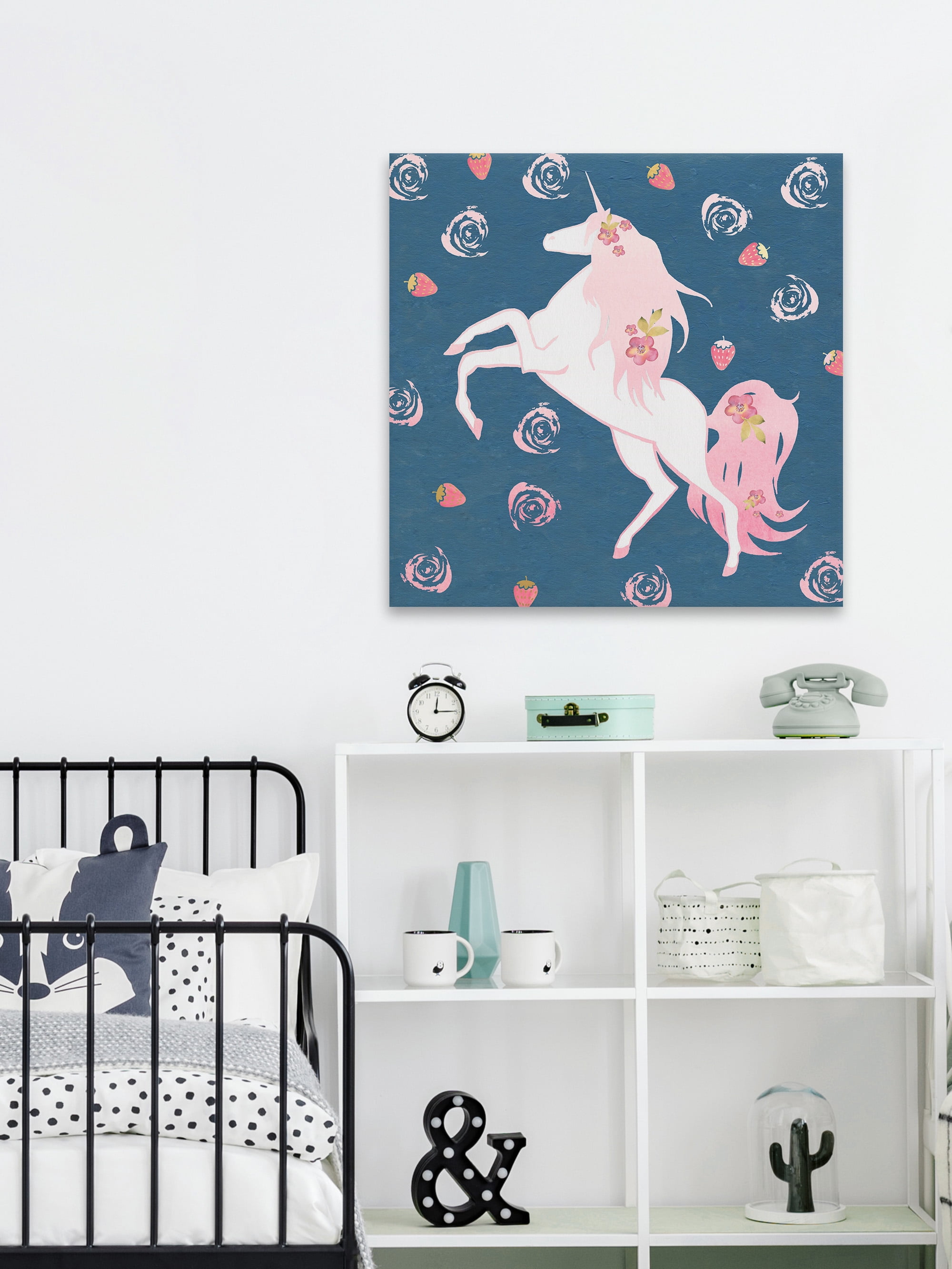Marmont Hill Strawberry Swirl Unicorn Canvas Wall Art