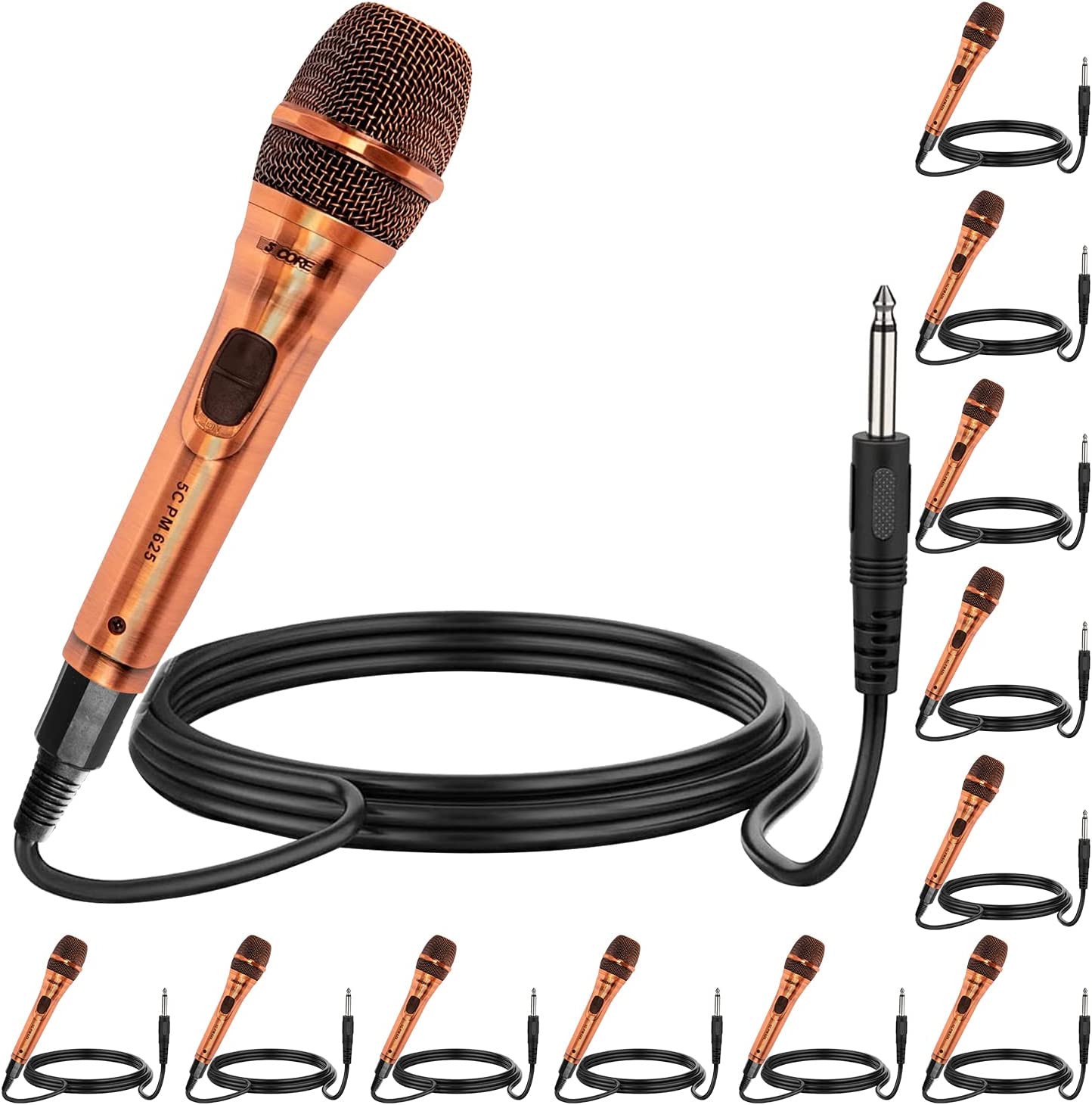 5 Core Premium Vocal Dynamic Cardioid Handheld Microphone 12 Pack
