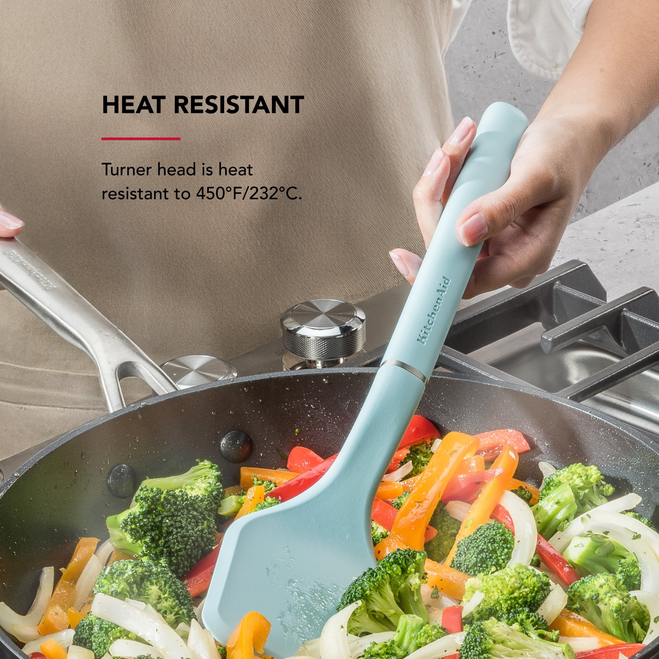 KitchenAid 3-Piece Cooking Utensils Set with Ergonomic Handles, Mineral Water