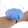 thumbnail image 3 of Pumpkin Shape Soft Fabric Pin Cushion Pin Quilting Holder with Wrist Strap DIY Sewing Crafts Blue, 3 of 8