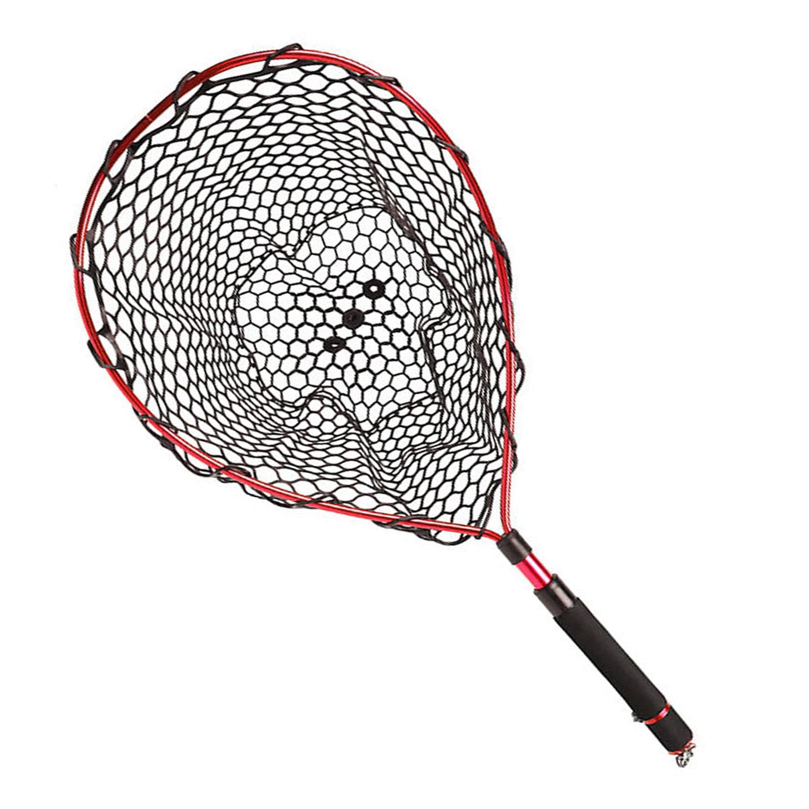 figatia Fishing Landing Net Extendable EVA Handle Fishing Net for Bass Prawns Salmon Red