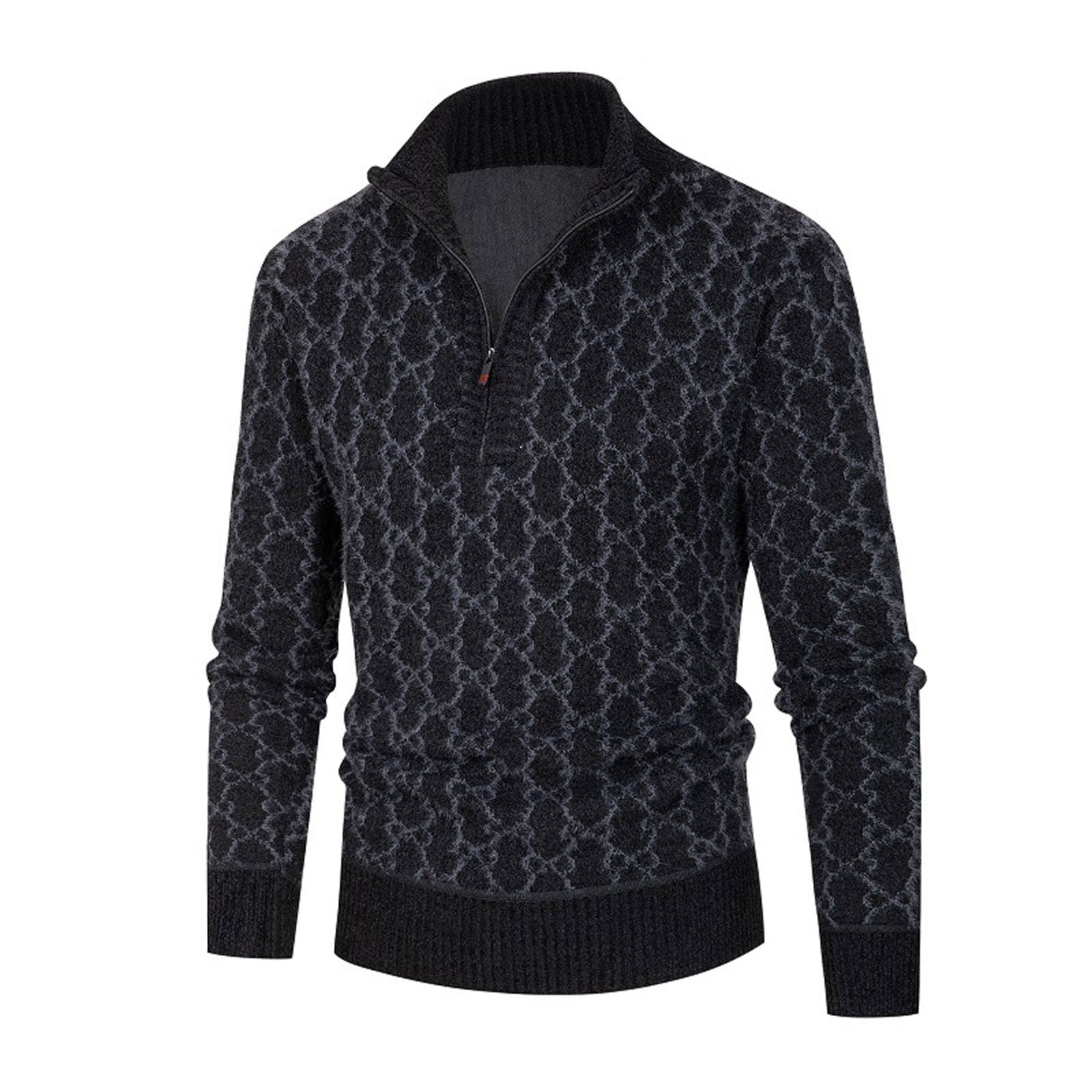 Pull Homme Col Montant 1/4 Zip Tricoté Polaire - Chaud, Slim Fit, Pull Hiver Élégant