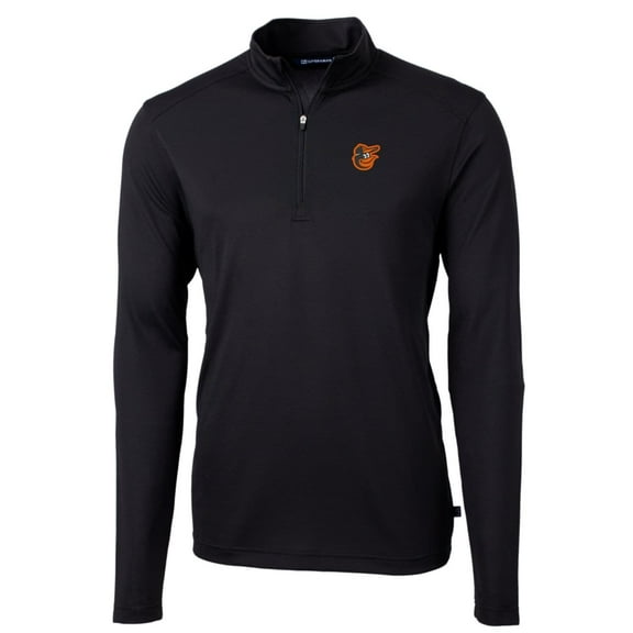 Men's Cutter & Buck Black Baltimore Orioles Big & Tall Virtue Eco Pique Quarter-Zip Pullover Jacket