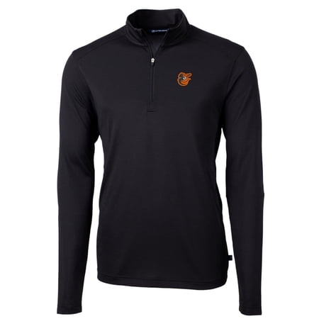 Men s Cutter & Buck Black Baltimore Orioles Big & Tall Virtue Eco Pique Quarter-Zip Pullover Jacket