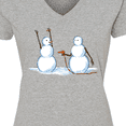 thumbnail image 4 of Inktastic Snowman Stickup with Hairdryer Women's V-Neck T-Shirt, 4 of 5