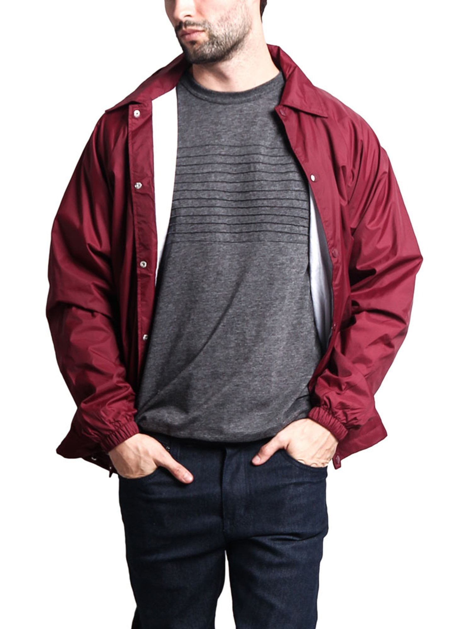 G-Style USA Men's Waterproof Windbreaker Jacket VOS - Burgundy - Large, Red