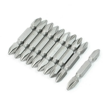 Unique Bargains 10 Pcs Double End Magnetic Tip 1/4" PH2 Screwdriver Bit Set