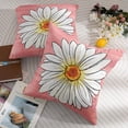 thumbnail image 6 of Spring Daisy Pillow Covers 16x16 Set of 2 Cute Floral Pink Summer Outdoor Decorative Throw Pillows Farmhouse Flower Pillowcases Linen Cushion Case Decor for Home Sofa Couch Bed, 6 of 7