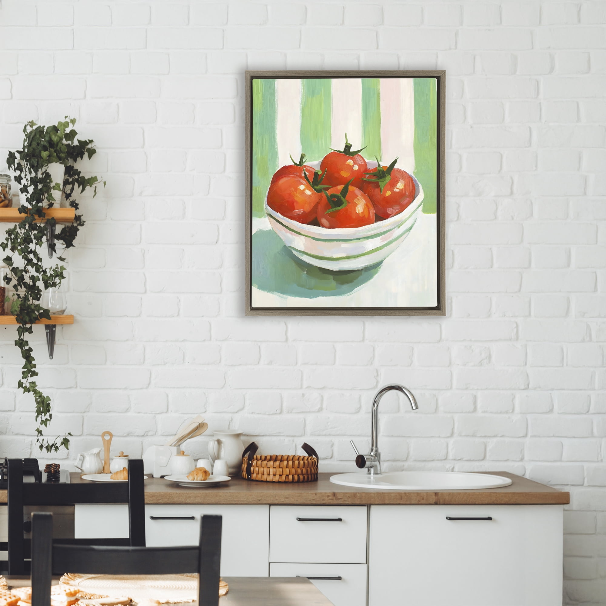 Stupell Industries Bowl of Fresh Tomatoes Brown Framed Floater Canvas Wall Art, design by The Prints Vibe