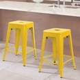 thumbnail image 6 of JUMMICO 24 Inches Metal Bar Stools  Barstools Stackable High Backless Stools Vintage Indoor Outdoor Stackable Kitchen Stools Set of 4 (Yellow), 6 of 13