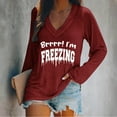 thumbnail image 2 of Ichuanyi Womens Tops, Fashion Women Casual V- Neck Solid Color Long-sleeved T-shirt, 2 of 4