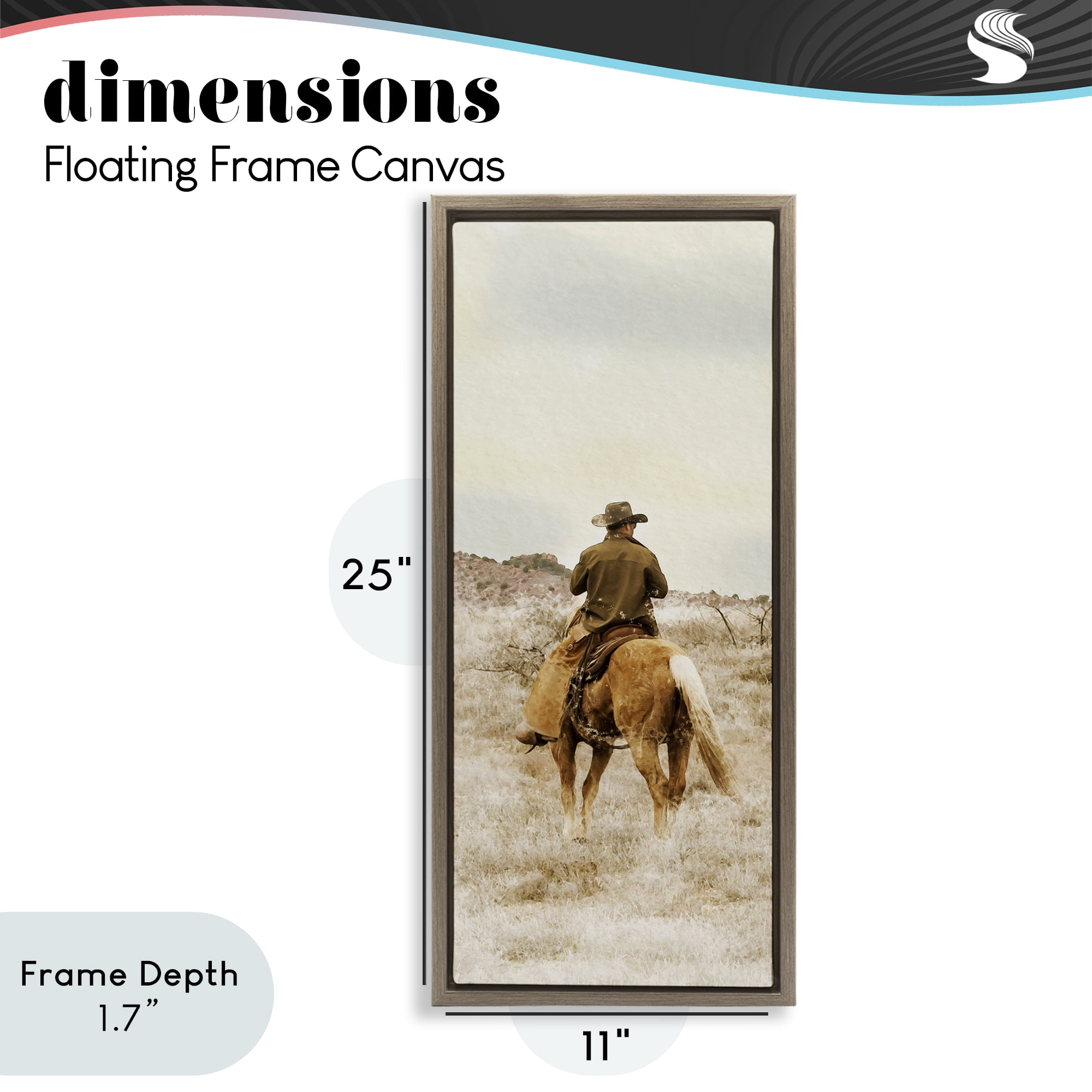 Stupell Industries Wild Wrangling Cowboy Brown Framed Floater Canvas Wall Art, design by Marcus Prime
