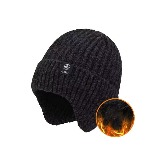 Winter warm woolen hat, mens one-piece ear protection, thickened knitted h