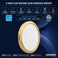 thumbnail image 7 of Luxrite 9 Inch LED Flush Mount Ceiling Light, 18W 1250LM, 5CCT 2700K-5000K, Dimmable - Brass 2-Pack, 7 of 7