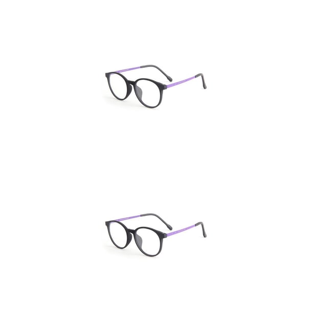 Minnieouse Montura de gafas de lectura a la moda monturas de gafas monturas de gafas ópticas montura redonda soporte de nariz integrado Marco morado/negro. 2piezas