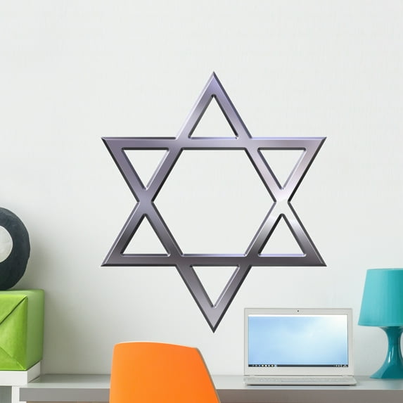 Silver Star David Wall Decal by Wallmonkeys Peel and Stick Graphic (24 in H x 21 in W) WM339295