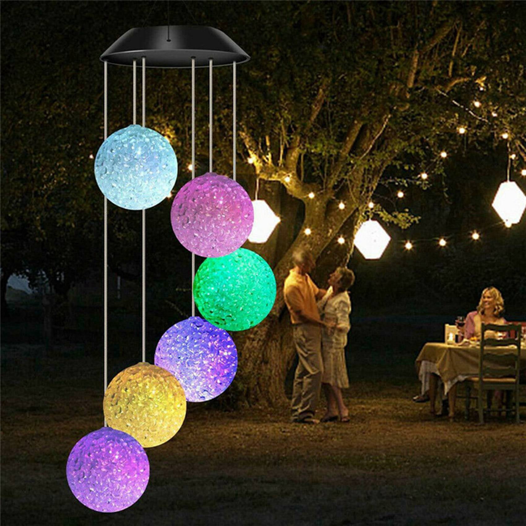 2X Outdoor Solar-Powered Hanging Wind Chime, Windchimes Outdoor Yard Garden Decor Best Gifts for Mom