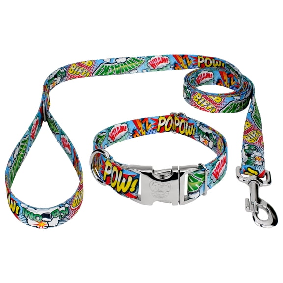Country Brook Petz Premium Comic Pop Dog Collar and Leash, Large