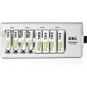 EBL 8 Bay AA/AAA Battery Charger with 4 AA 2800mAh Rechargeable Batteries & 4 AAA 1100mAh Rechargeable Batteries