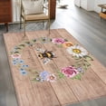 thumbnail image 2 of Spring Daisy Area Rugs 3'x5', Washable Small Throw Rugs for Living Room Bedroom, Pink Flowers Wreath Leaves Farmhouse Brown Indoor Outdoor Rug Non-Slip Low Pile Carpet Runner Reversible Floor Mats, 2 of 8